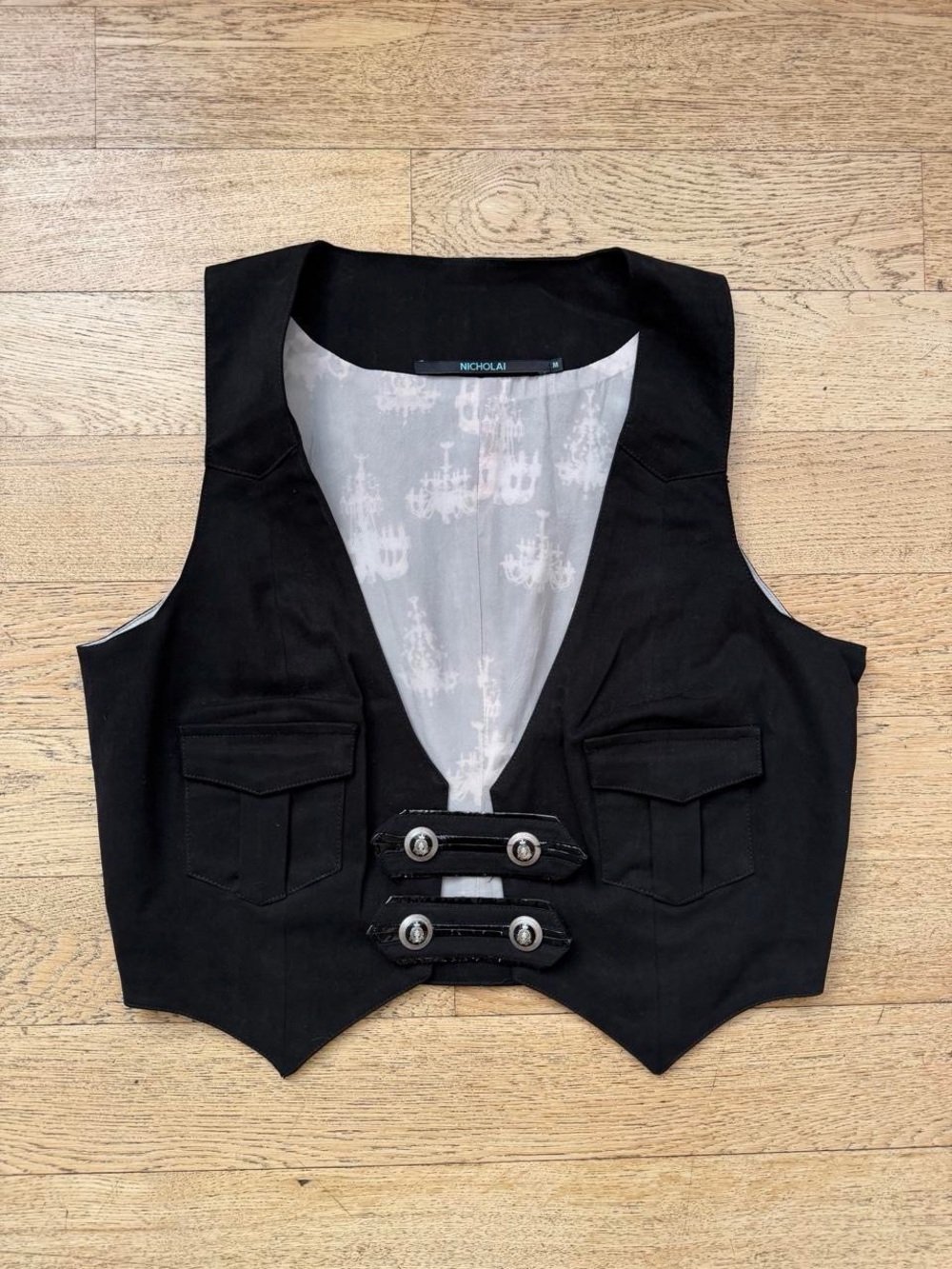 Y2K Nicholai Black Military Vest Victorian Goth